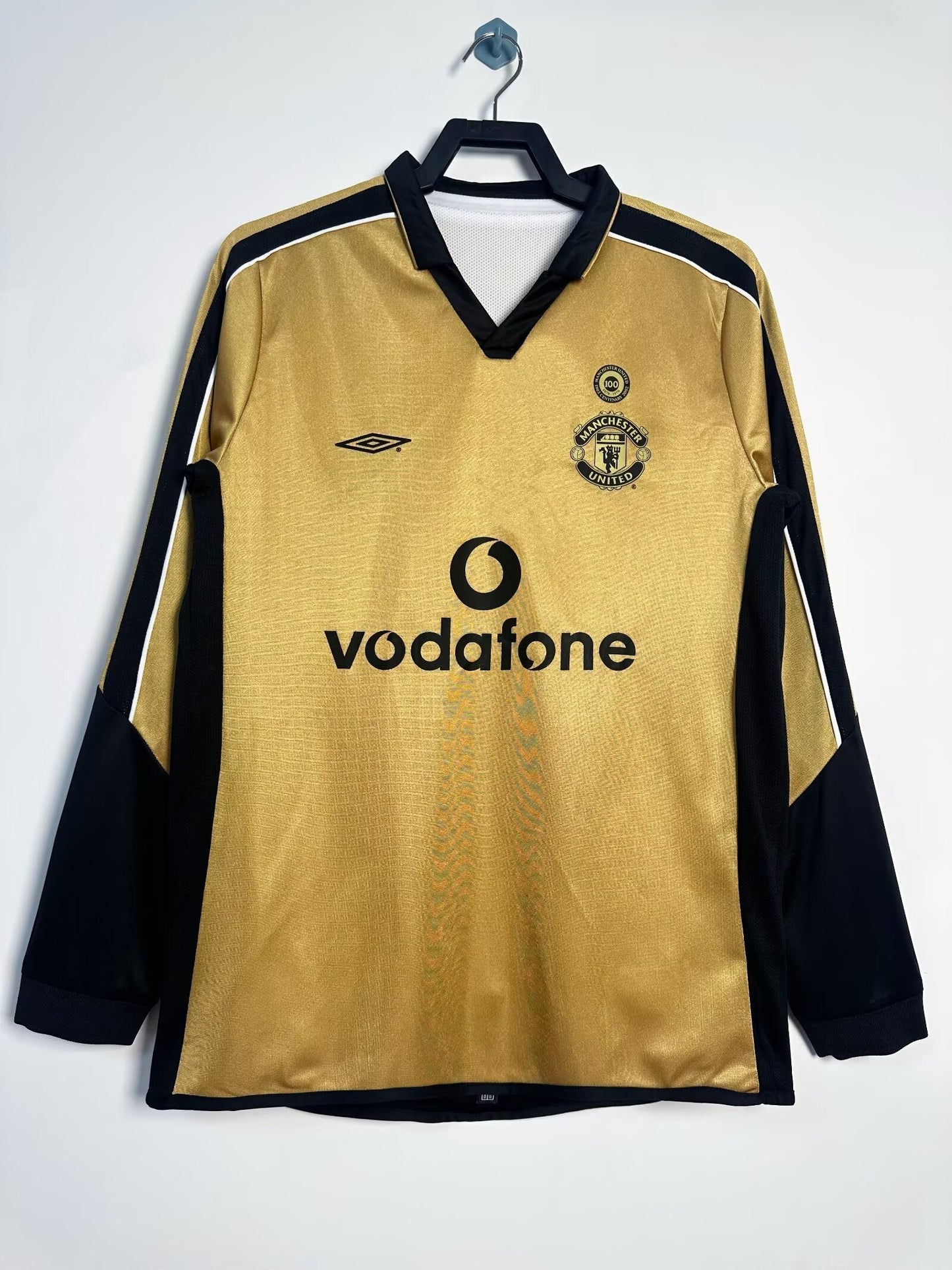 Man's Retro Long Sleeve Manchester United Team Double Sided Edition - 2001/02