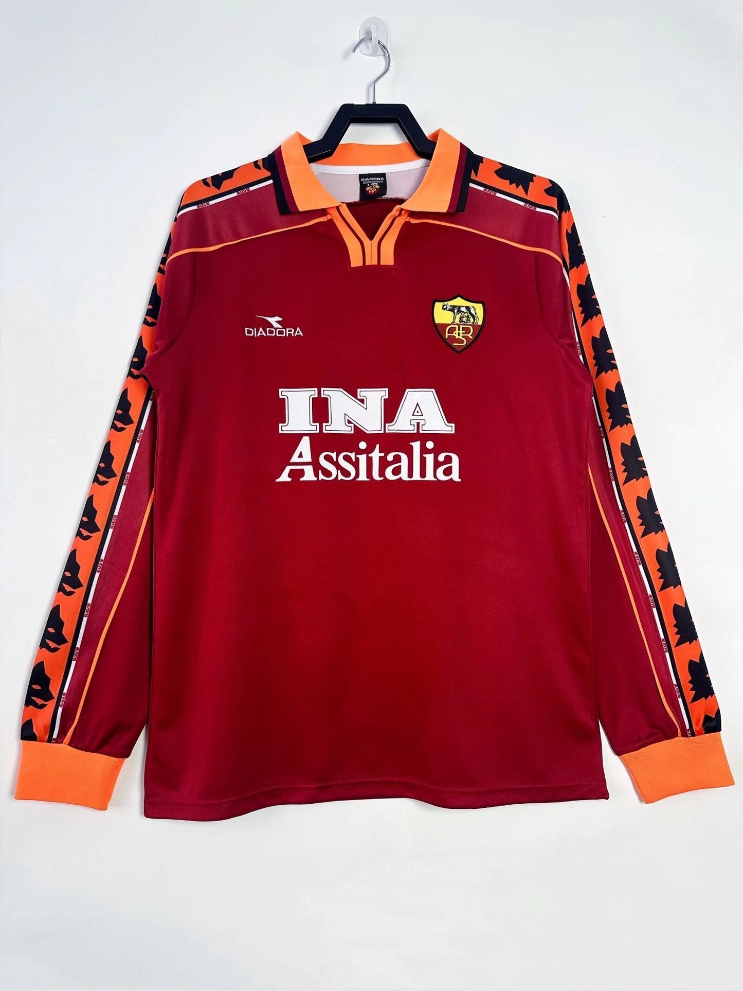 Man's Retro Long Sleeve Roma Team Home - 1998/99