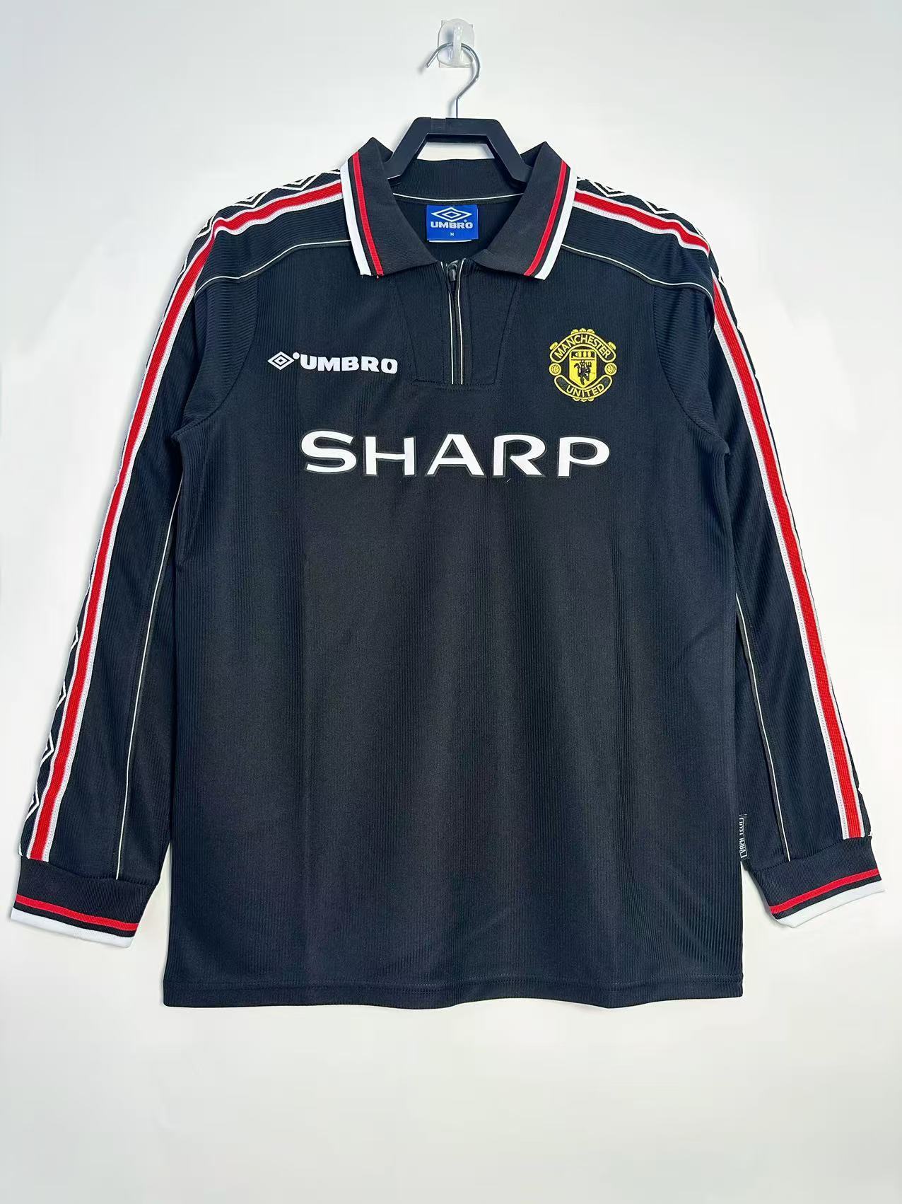 Retro Long Sleeve Manchester United Home Black - 1998