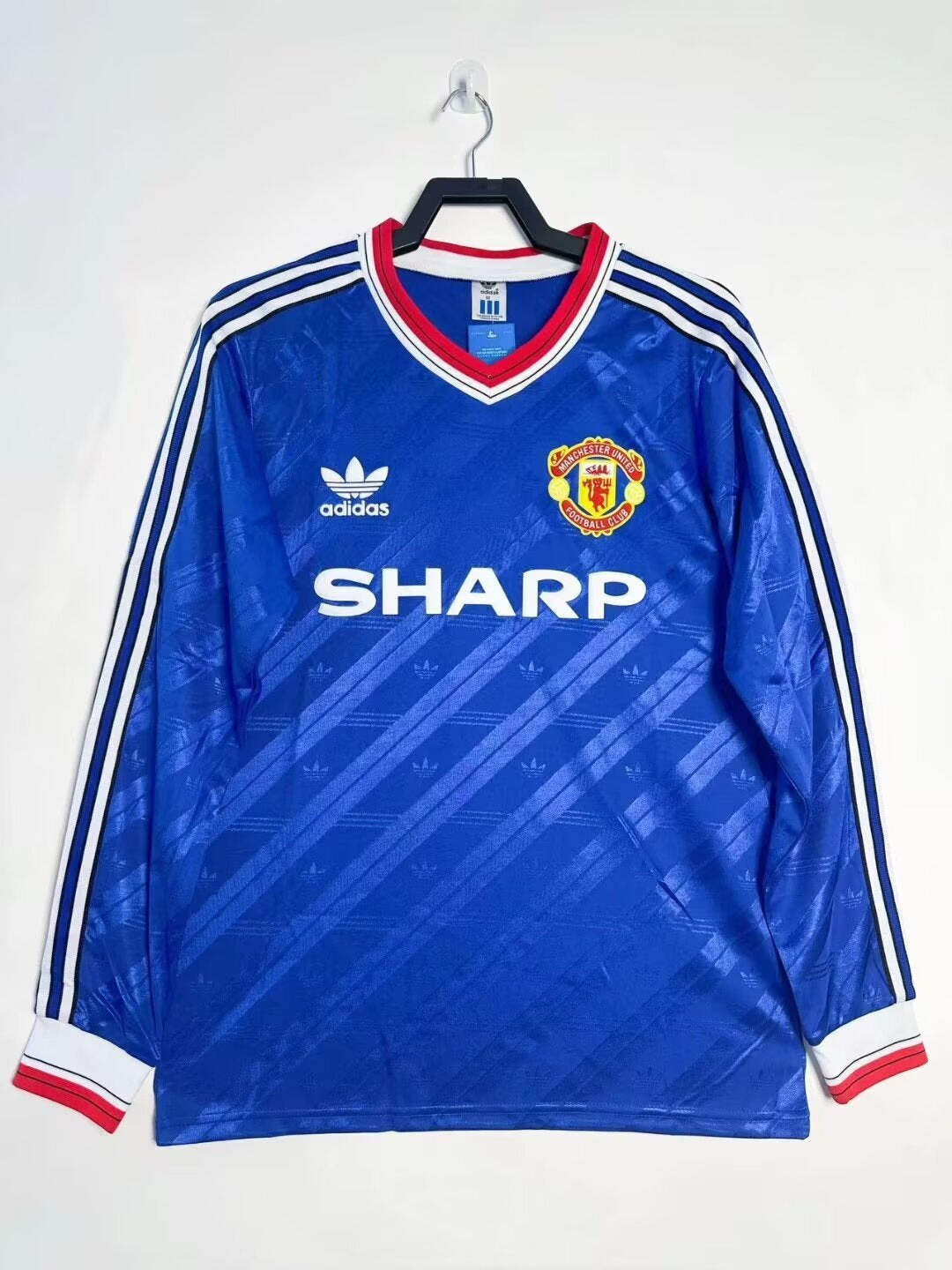 Man's Retro Long Sleeve Manchester United Team Away - 1986/88