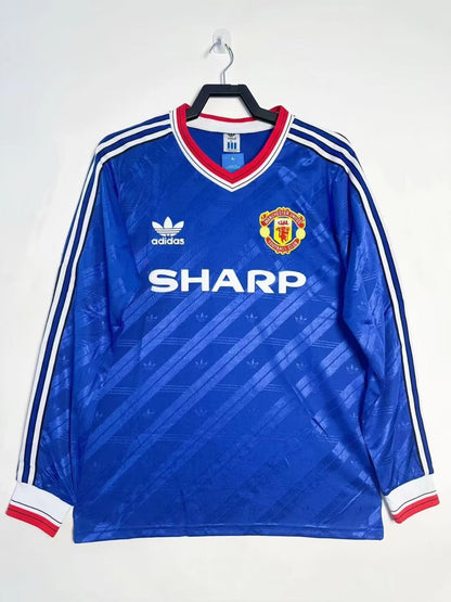 Man's Retro Long Sleeve Manchester United Team Away - 1986/88
