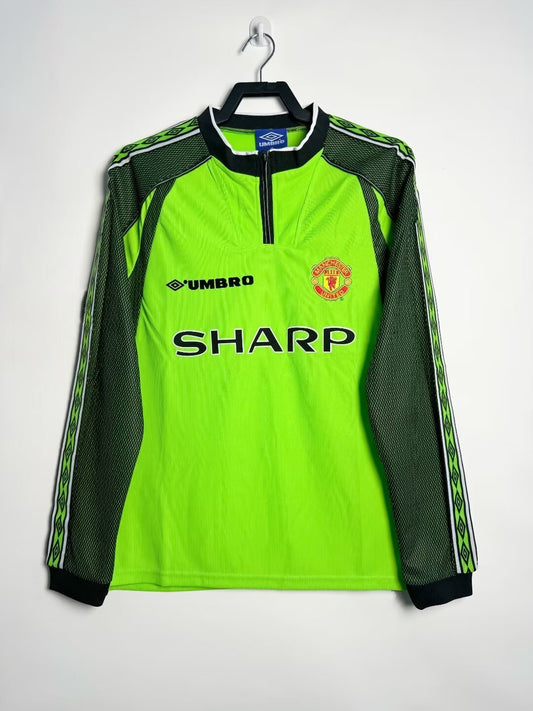 Man's Retro Long Sleeve Manchester United Team Green GK - 1998/1999
